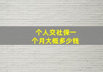 个人交社保一个月大概多少钱