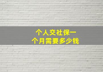 个人交社保一个月需要多少钱