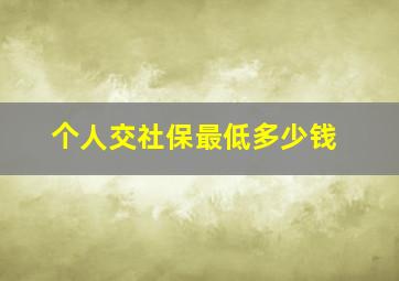 个人交社保最低多少钱