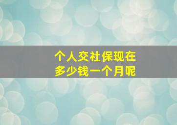 个人交社保现在多少钱一个月呢