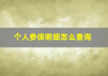 个人参保明细怎么查询