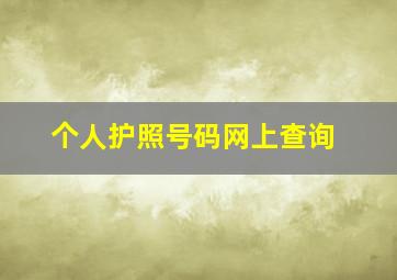 个人护照号码网上查询