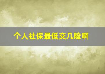 个人社保最低交几险啊