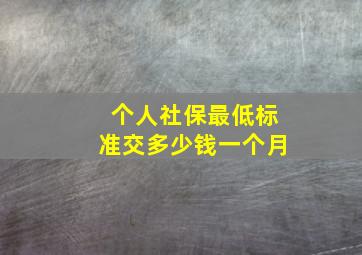 个人社保最低标准交多少钱一个月