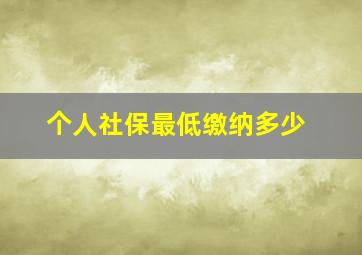 个人社保最低缴纳多少