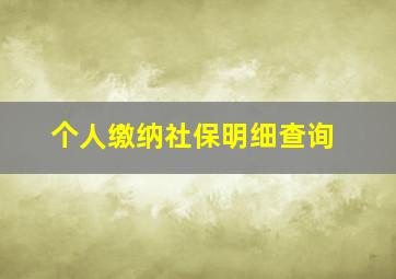 个人缴纳社保明细查询