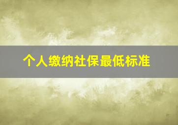 个人缴纳社保最低标准