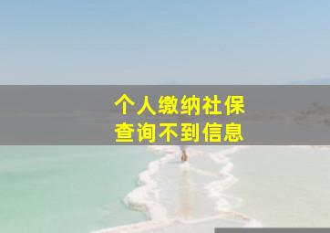 个人缴纳社保查询不到信息