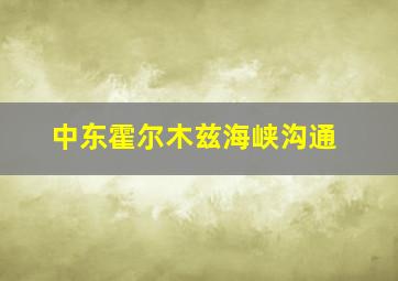 中东霍尔木兹海峡沟通