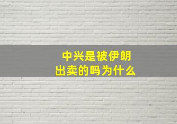 中兴是被伊朗出卖的吗为什么