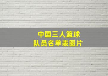 中国三人篮球队员名单表图片