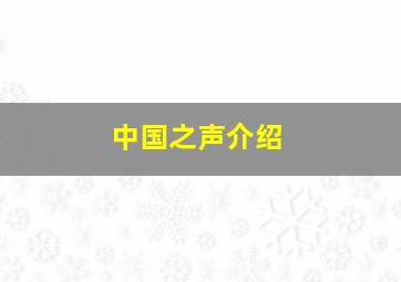 中国之声介绍