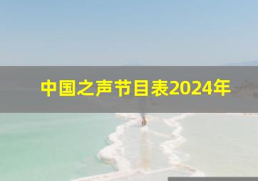 中国之声节目表2024年