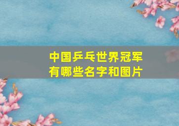 中国乒乓世界冠军有哪些名字和图片