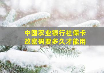 中国农业银行社保卡改密码要多久才能用