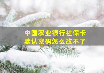 中国农业银行社保卡默认密码怎么改不了