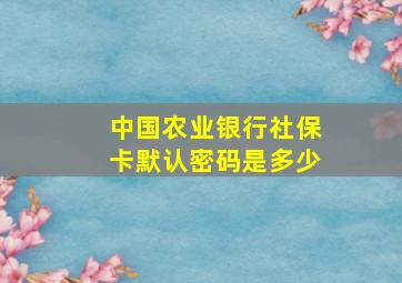 中国农业银行社保卡默认密码是多少