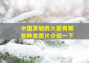 中国发明的火箭有哪些种类图片介绍一下