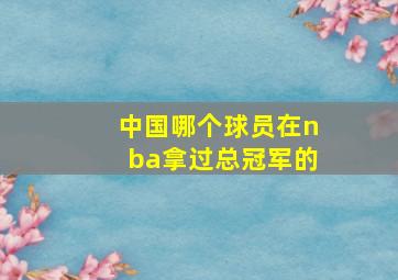 中国哪个球员在nba拿过总冠军的