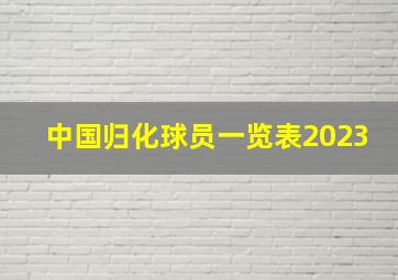 中国归化球员一览表2023