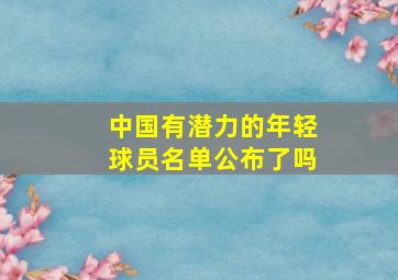 中国有潜力的年轻球员名单公布了吗