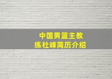 中国男篮主教练杜峰简历介绍