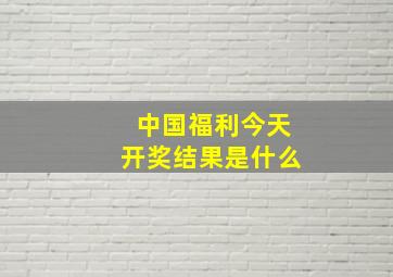 中国福利今天开奖结果是什么