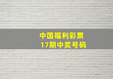 中国福利彩票17期中奖号码