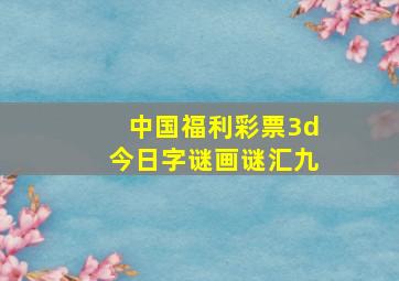 中国福利彩票3d今日字谜画谜汇九