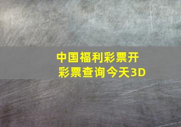 中国福利彩票开彩票查询今天3D