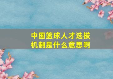 中国篮球人才选拔机制是什么意思啊