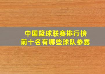 中国篮球联赛排行榜前十名有哪些球队参赛