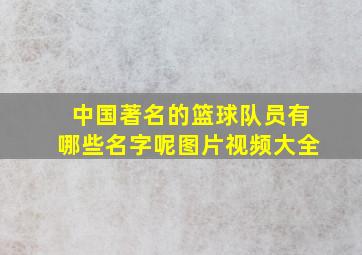 中国著名的篮球队员有哪些名字呢图片视频大全