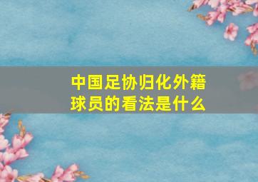 中国足协归化外籍球员的看法是什么