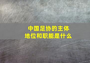 中国足协的主体地位和职能是什么