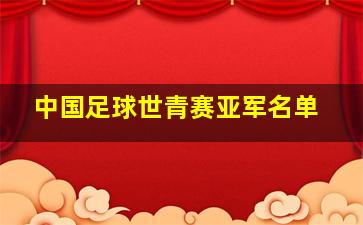 中国足球世青赛亚军名单