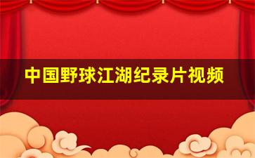 中国野球江湖纪录片视频