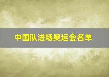 中国队进场奥运会名单