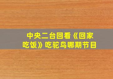 中央二台回看《回家吃饭》吃驼鸟哪期节目