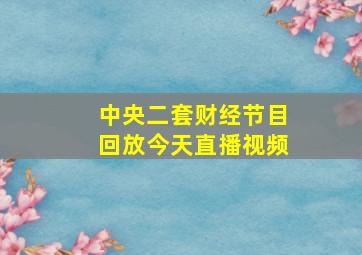 中央二套财经节目回放今天直播视频