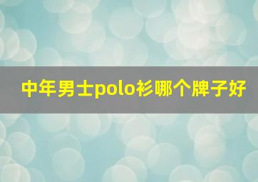 中年男士polo衫哪个牌子好