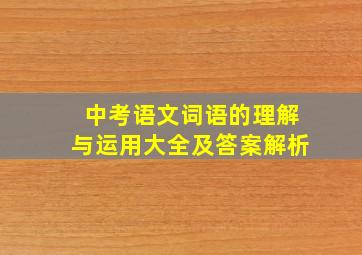 中考语文词语的理解与运用大全及答案解析