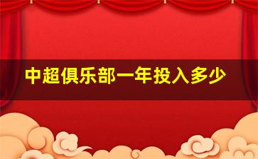 中超俱乐部一年投入多少