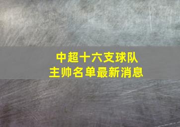 中超十六支球队主帅名单最新消息