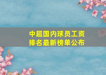 中超国内球员工资排名最新榜单公布