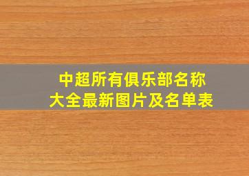 中超所有俱乐部名称大全最新图片及名单表