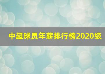 中超球员年薪排行榜2020级