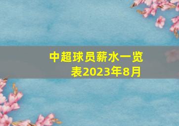 中超球员薪水一览表2023年8月