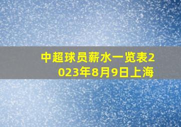 中超球员薪水一览表2023年8月9日上海