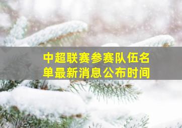 中超联赛参赛队伍名单最新消息公布时间